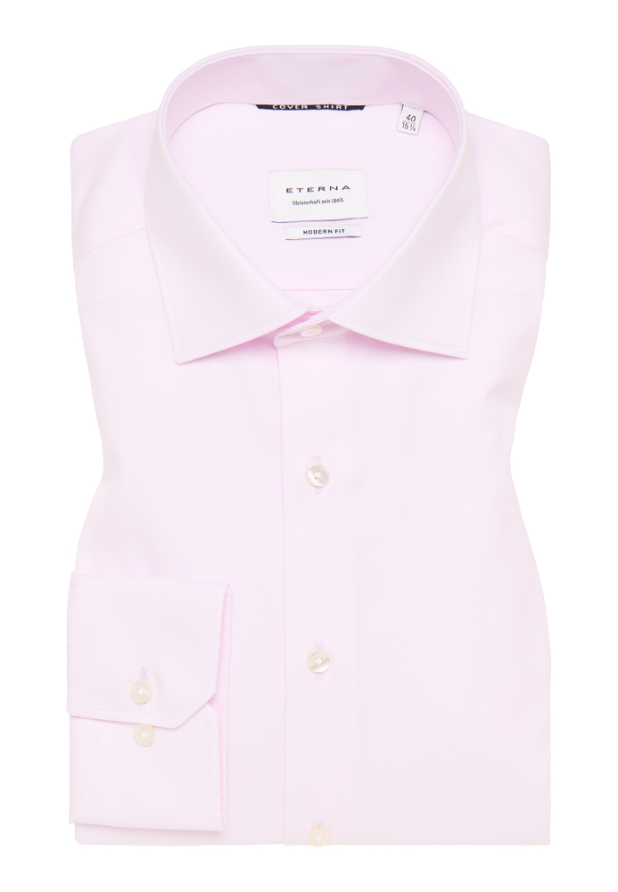 MODERN FIT Cover Shirt in rosa unifarben von ETERNA Mode GmbH