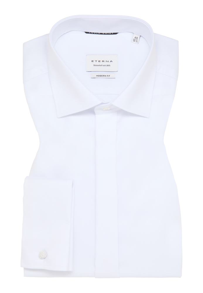 MODERN FIT Cover Shirt in weiß unifarben von ETERNA Mode GmbH