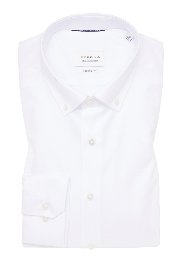 MODERN FIT Cover Shirt in weiß unifarben von ETERNA Mode GmbH