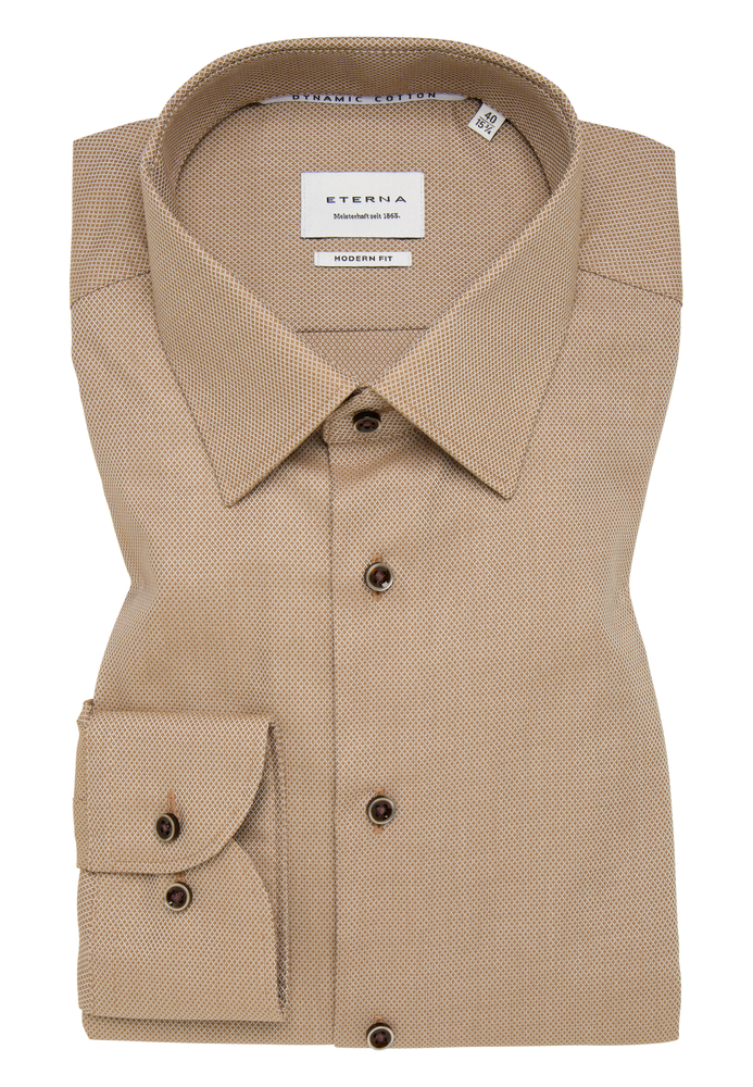 MODERN FIT Dynamic Cotton in braun strukturiert von ETERNA Mode GmbH