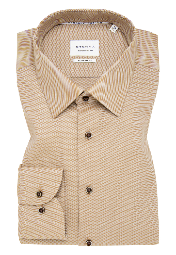 MODERN FIT Dynamic Cotton in braun strukturiert von ETERNA Mode GmbH