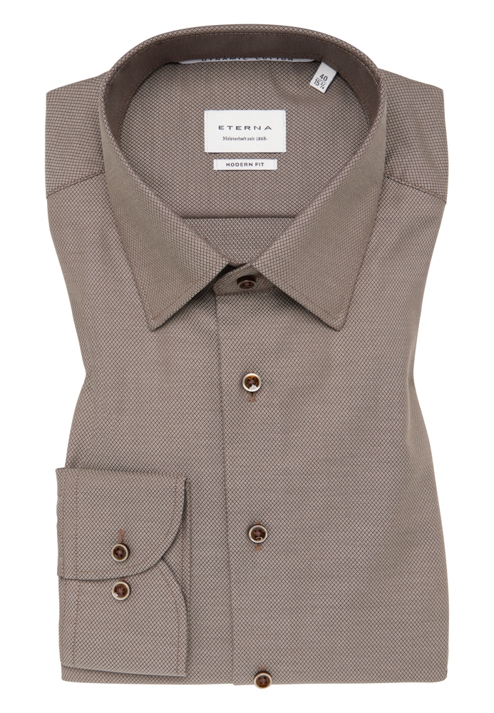 MODERN FIT Dynamic Cotton in dunkelbraun strukturiert von ETERNA Mode GmbH