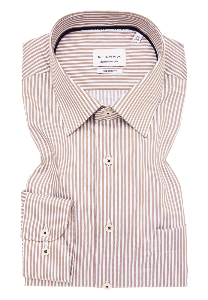MODERN FIT Hemd in beige gestreift von ETERNA Mode GmbH