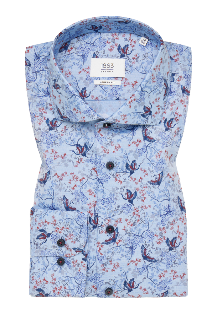 MODERN FIT Hemd in blau bedruckt von ETERNA Mode GmbH
