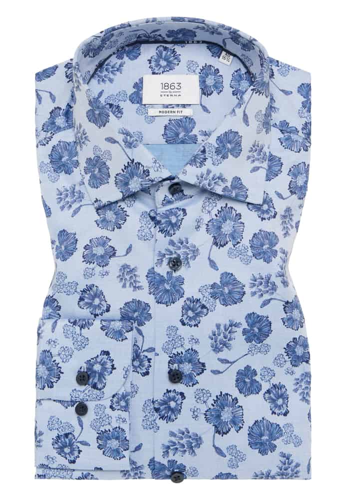 MODERN FIT Hemd in blau bedruckt von ETERNA Mode GmbH
