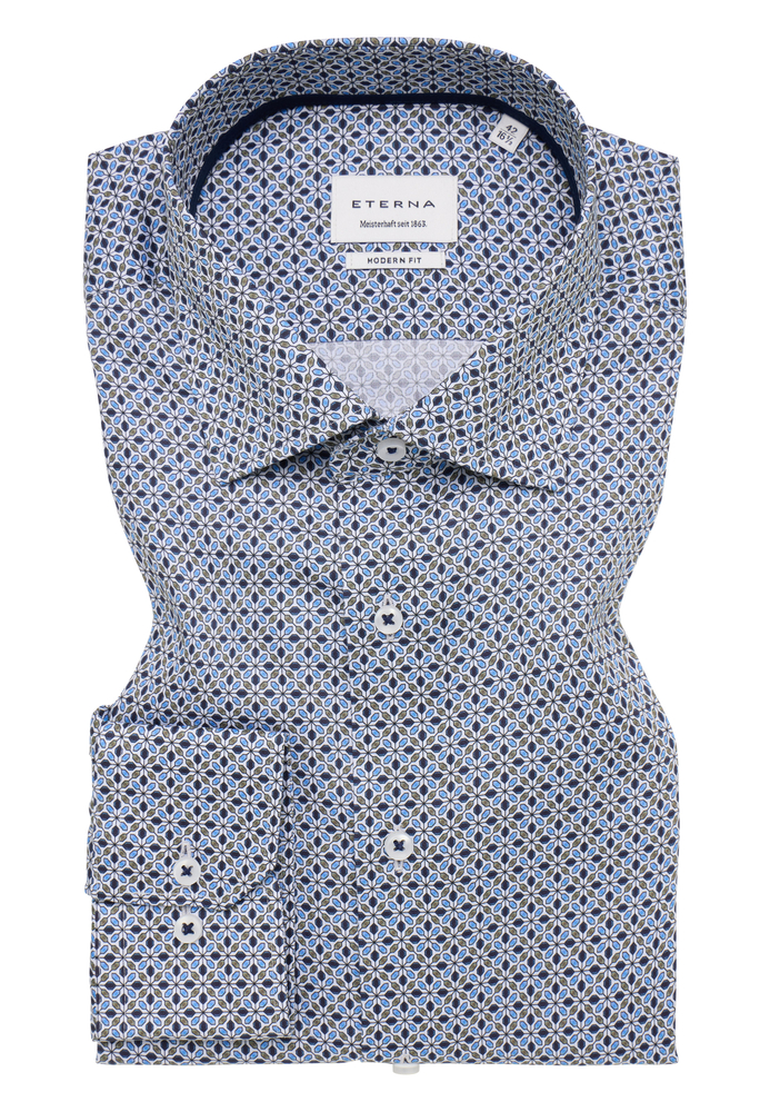 MODERN FIT Hemd in blau bedruckt von ETERNA Mode GmbH