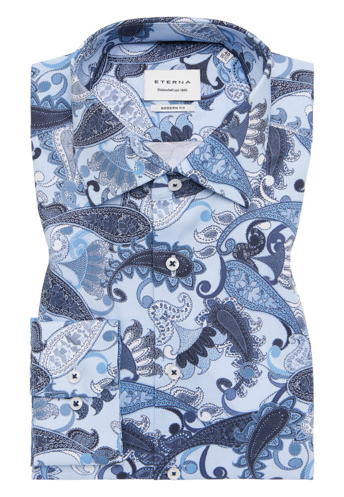 MODERN FIT Hemd in blau bedruckt von ETERNA Mode GmbH