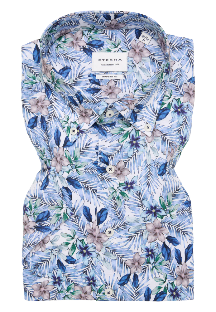 MODERN FIT Hemd in blau bedruckt von ETERNA Mode GmbH