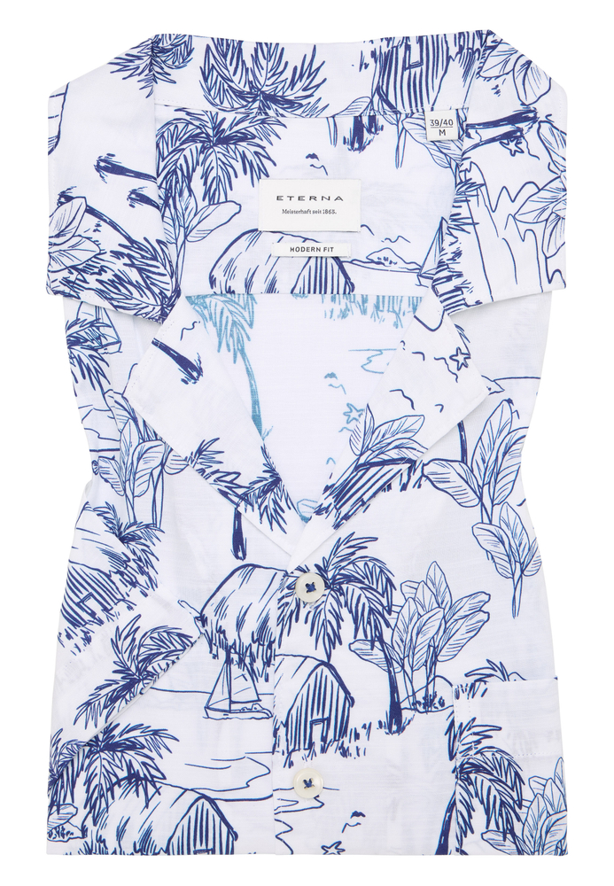 MODERN FIT Hemd in blau bedruckt von ETERNA Mode GmbH