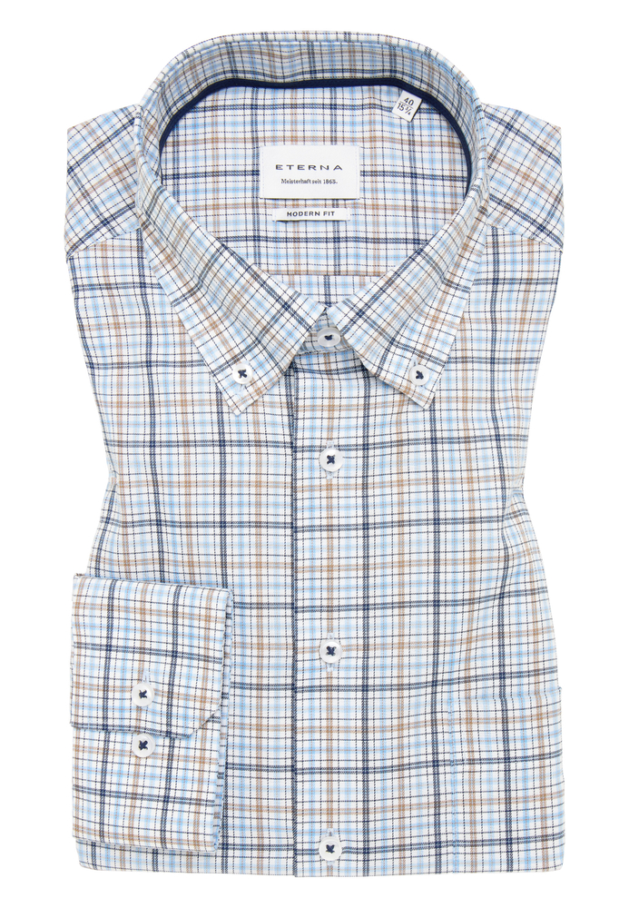 MODERN FIT Hemd in blau kariert von ETERNA Mode GmbH