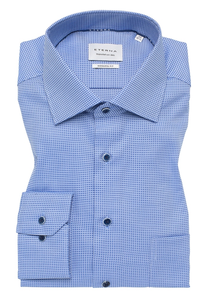 MODERN FIT Hemd in blau strukturiert von ETERNA Mode GmbH