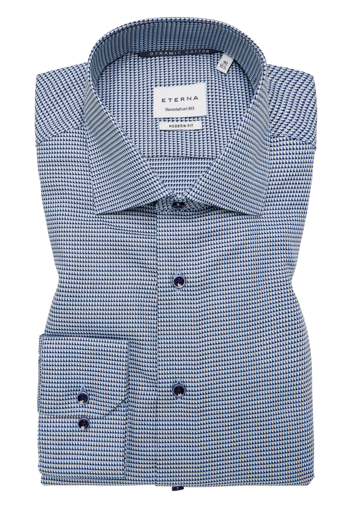 MODERN FIT Dynamic Cotton in blau strukturiert von ETERNA Mode GmbH