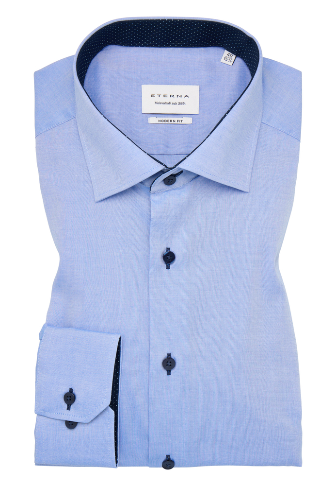 MODERN FIT Hemd in blau unifarben von ETERNA Mode GmbH