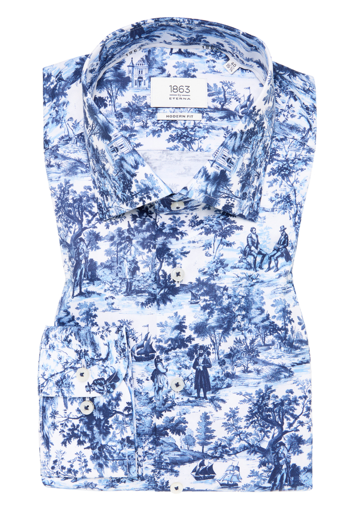 MODERN FIT Hemd in dunkelblau bedruckt von ETERNA Mode GmbH