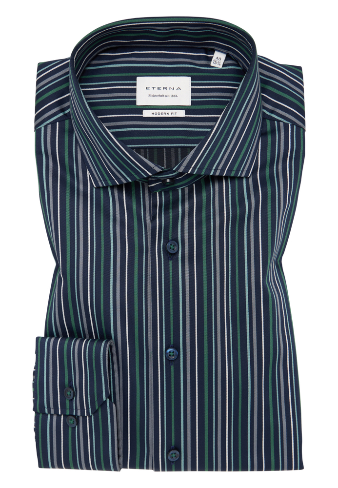 MODERN FIT Hemd in dunkelblau gestreift von ETERNA Mode GmbH