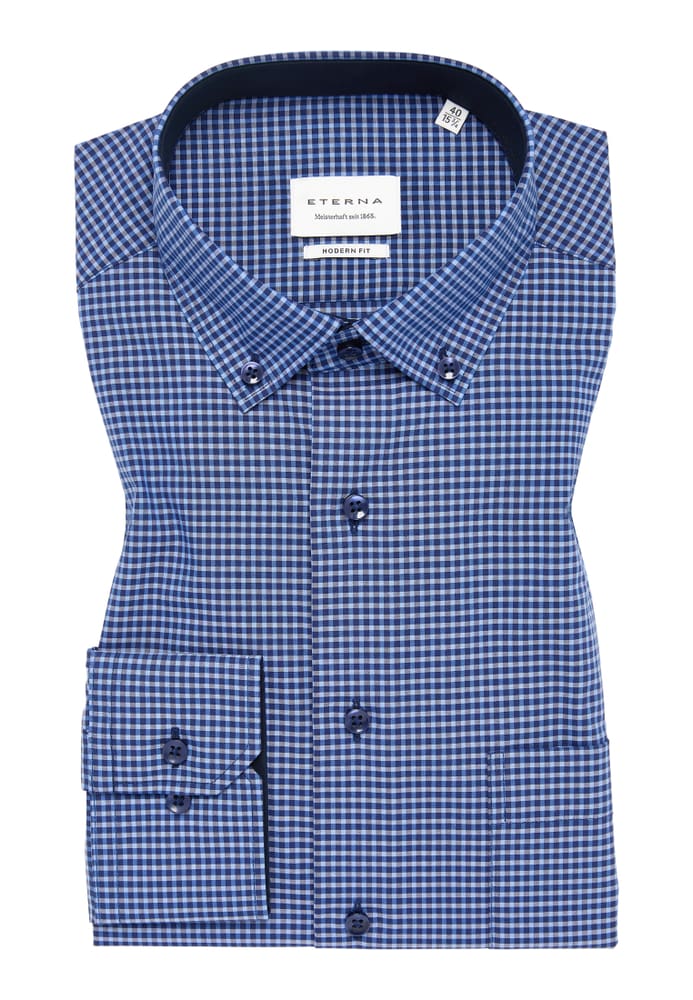 MODERN FIT Hemd in dunkelblau kariert von ETERNA Mode GmbH