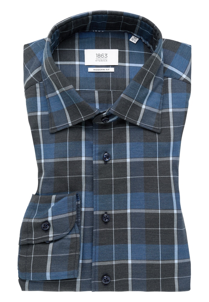 MODERN FIT Hemd in dunkelblau kariert von ETERNA Mode GmbH