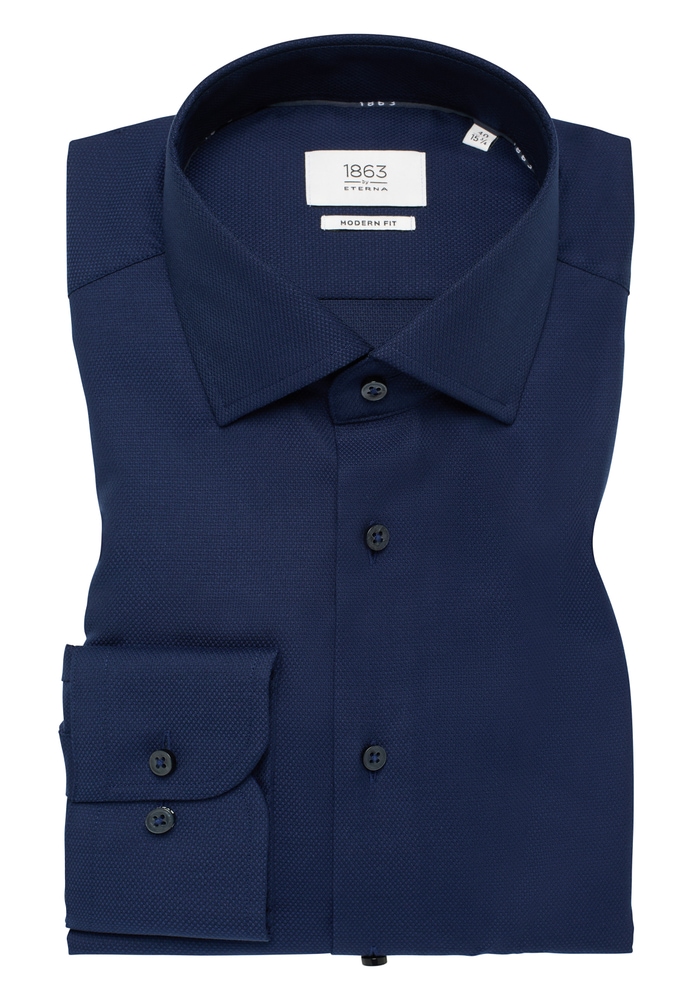MODERN FIT Hemd in dunkelblau strukturiert von ETERNA Mode GmbH