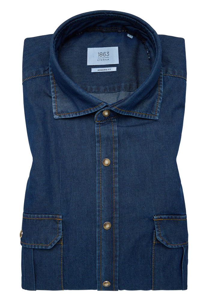 MODERN FIT Hemd in dunkelblau unifarben von ETERNA Mode GmbH