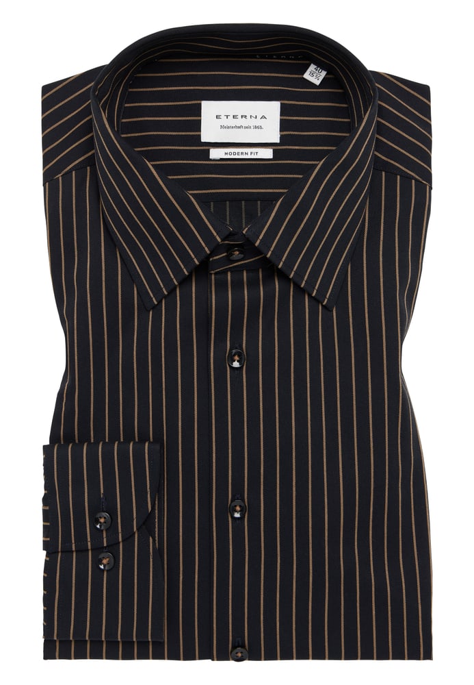 MODERN FIT Hemd in dunkelbraun gestreift von ETERNA Mode GmbH