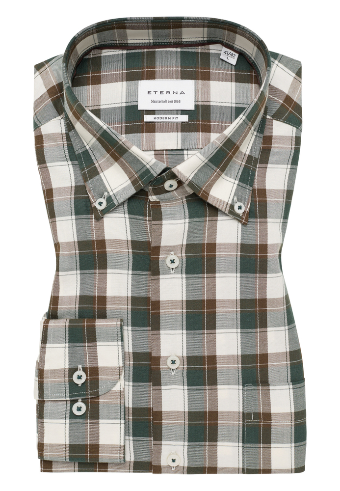 MODERN FIT Hemd in dunkelgrün kariert von ETERNA Mode GmbH