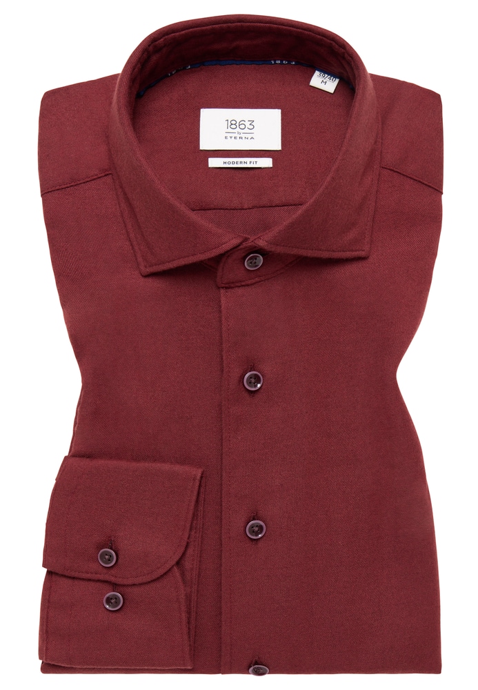 MODERN FIT Hemd in dunkelrot unifarben von ETERNA Mode GmbH