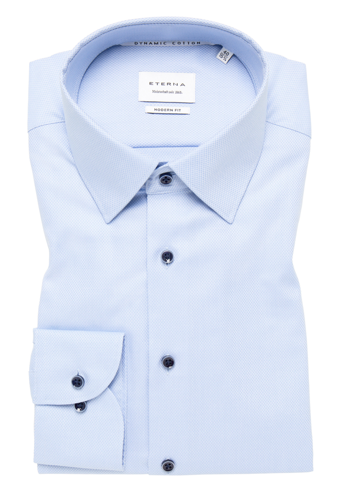 MODERN FIT Dynamic Cotton in hellblau strukturiert von ETERNA Mode GmbH