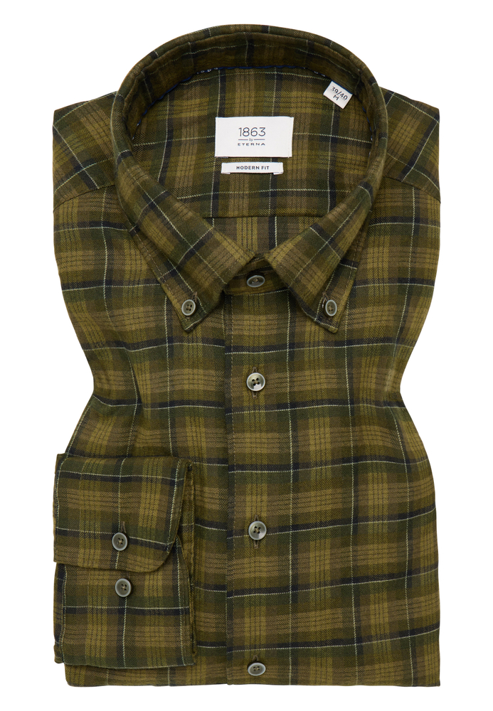 MODERN FIT Hemd in khaki kariert von ETERNA Mode GmbH