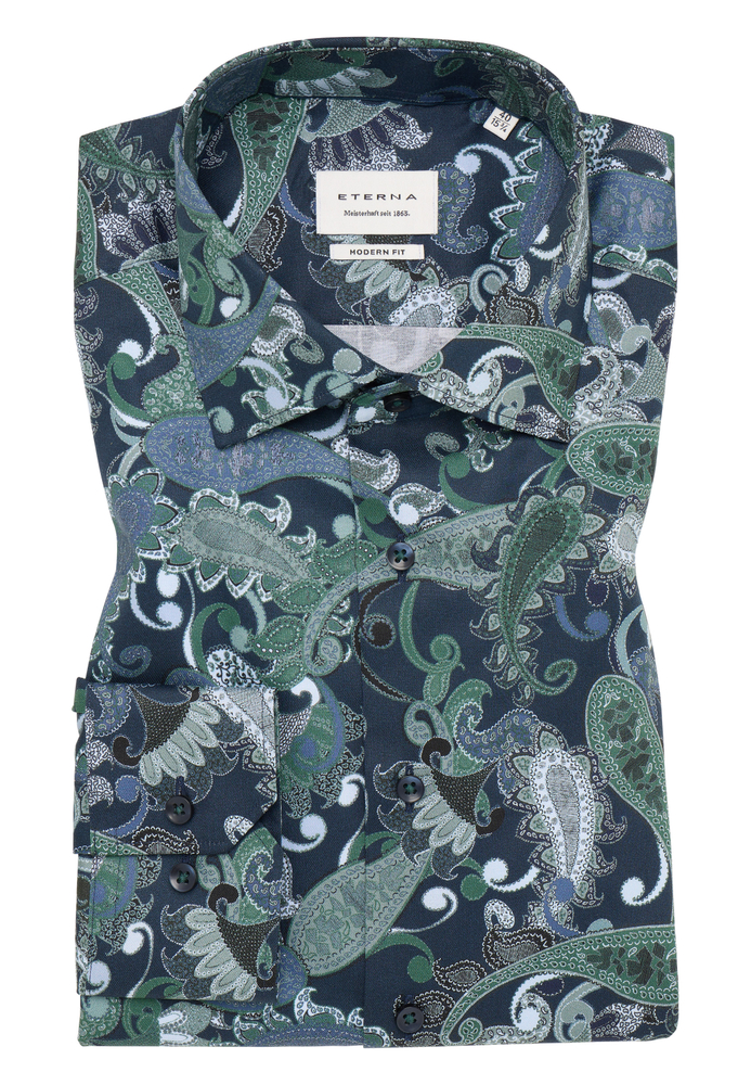 MODERN FIT Hemd in olive bedruckt von ETERNA Mode GmbH