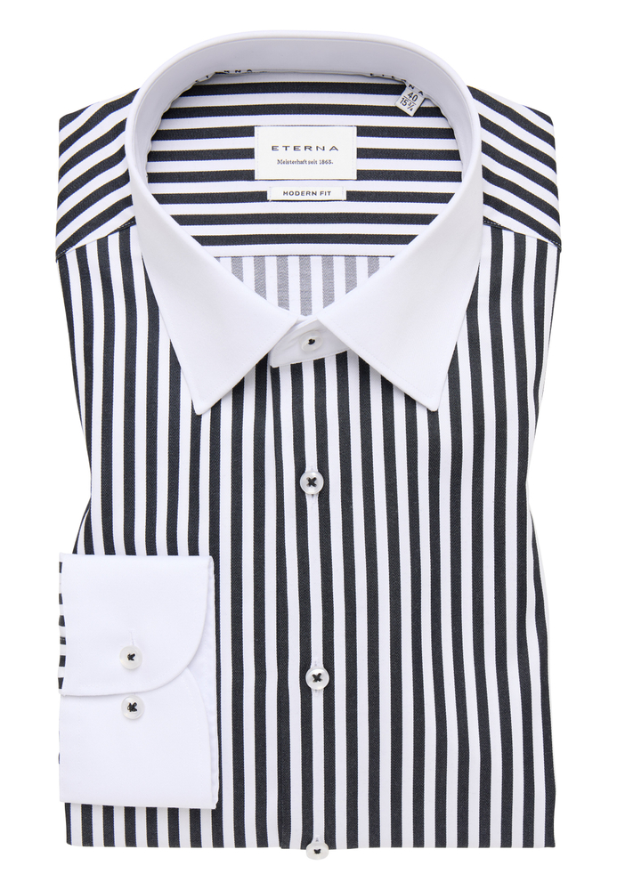 MODERN FIT Hemd in schwarz gestreift von ETERNA Mode GmbH