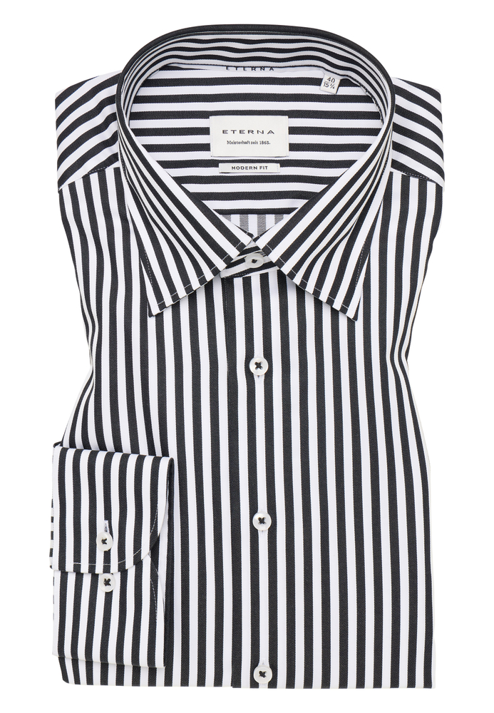 MODERN FIT Hemd in schwarz gestreift von ETERNA Mode GmbH