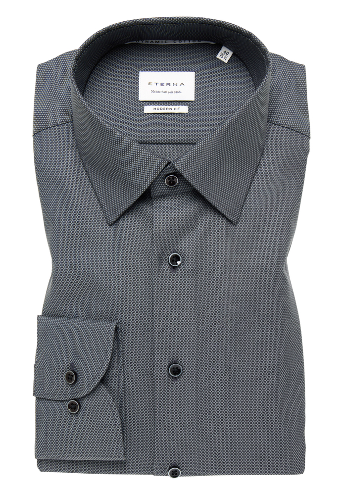 MODERN FIT Dynamic Cotton in schwarz strukturiert von ETERNA Mode GmbH