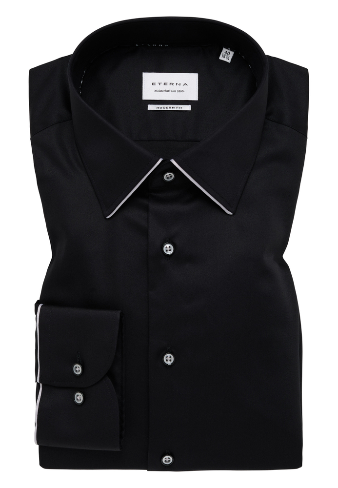 MODERN FIT Hemd in schwarz unifarben MODERN FIT Hemd in schwarz unifarben von ETERNA Mode GmbH