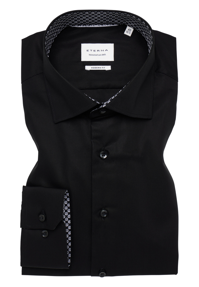 MODERN FIT Hemd in schwarz unifarben von ETERNA Mode GmbH