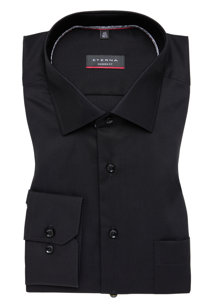 MODERN FIT Hemd in schwarz unifarben von ETERNA Mode GmbH