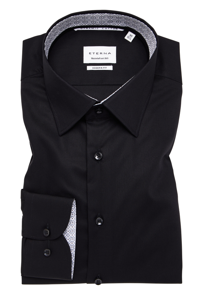 MODERN FIT Hemd in schwarz unifarben von ETERNA Mode GmbH