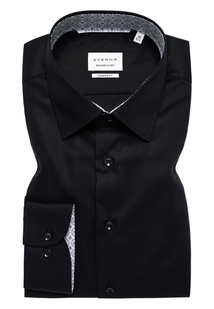 MODERN FIT Hemd in schwarz unifarben von ETERNA Mode GmbH