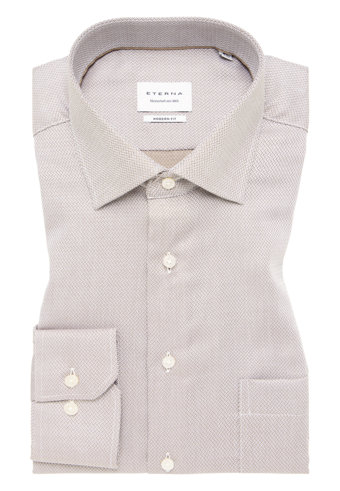 MODERN FIT Hemd in taupe strukturiert von ETERNA Mode GmbH
