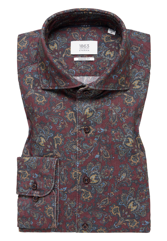 MODERN FIT Hemd in weinrot bedruckt von ETERNA Mode GmbH