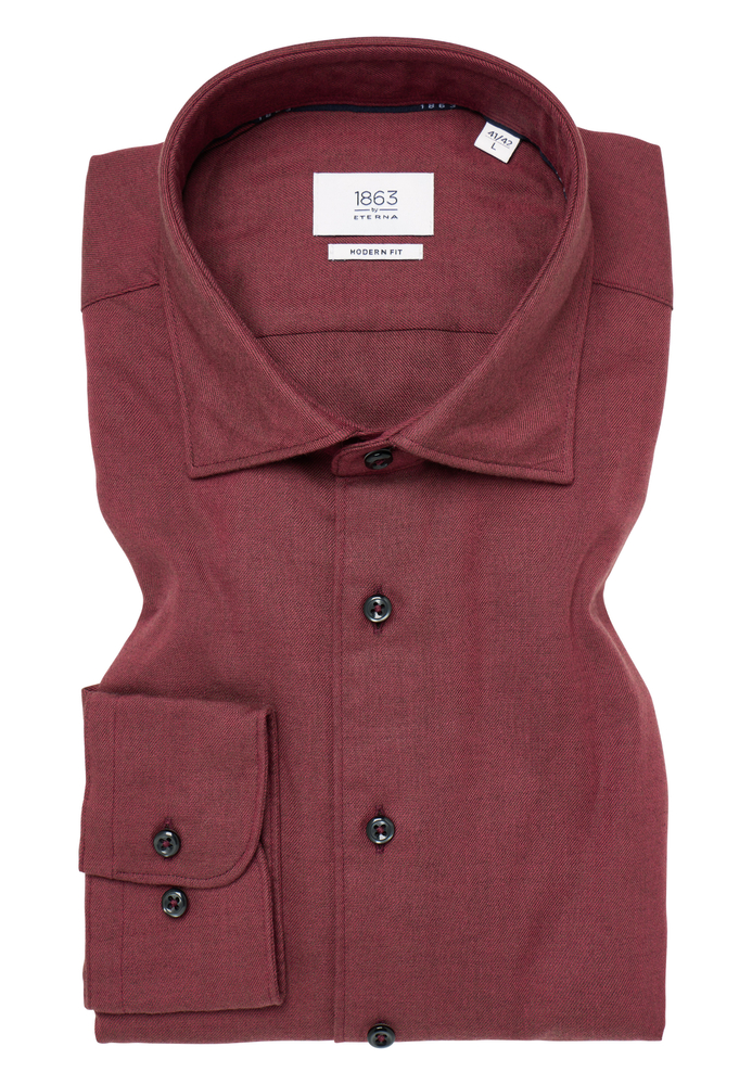 MODERN FIT Hemd in weinrot unifarben von ETERNA Mode GmbH