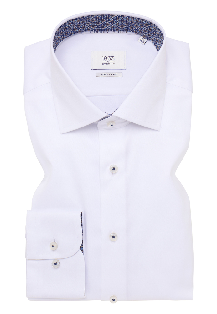 MODERN FIT Luxury Shirt in weiß unifarben von ETERNA Mode GmbH