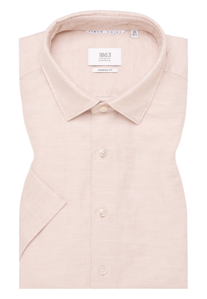 MODERN FIT Linen Shirt in beige unifarben von ETERNA Mode GmbH