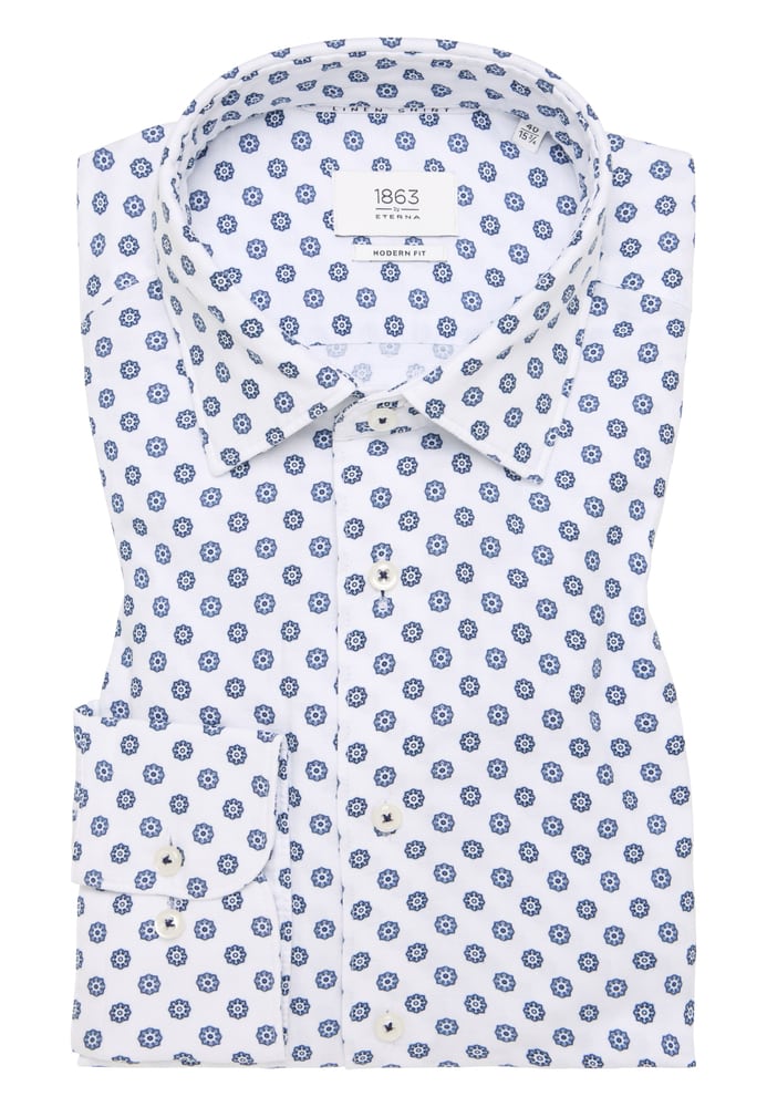 MODERN FIT Linen Shirt in blau bedruckt MODERN FIT Linen Shirt in blau bedruckt von ETERNA Mode GmbH