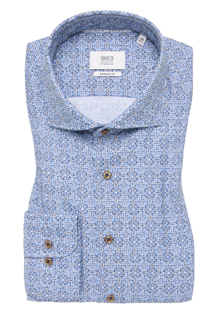 MODERN FIT Linen Shirt in blau bedruckt MODERN FIT Linen Shirt in blau bedruckt von ETERNA Mode GmbH