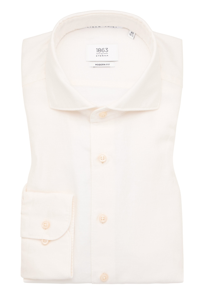 MODERN FIT Linen Shirt in champagner unifarben von ETERNA Mode GmbH