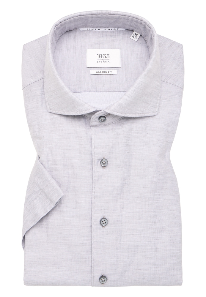 MODERN FIT Linen Shirt in grau unifarben von ETERNA Mode GmbH