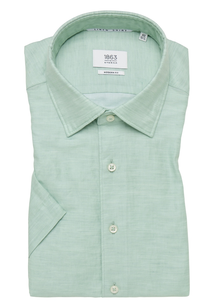 MODERN FIT Linen Shirt in lime unifarben von ETERNA Mode GmbH