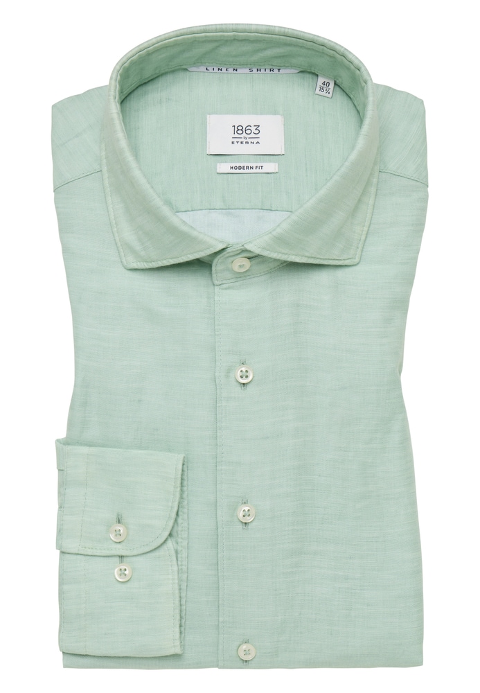 MODERN FIT Linen Shirt in lime unifarben von ETERNA Mode GmbH