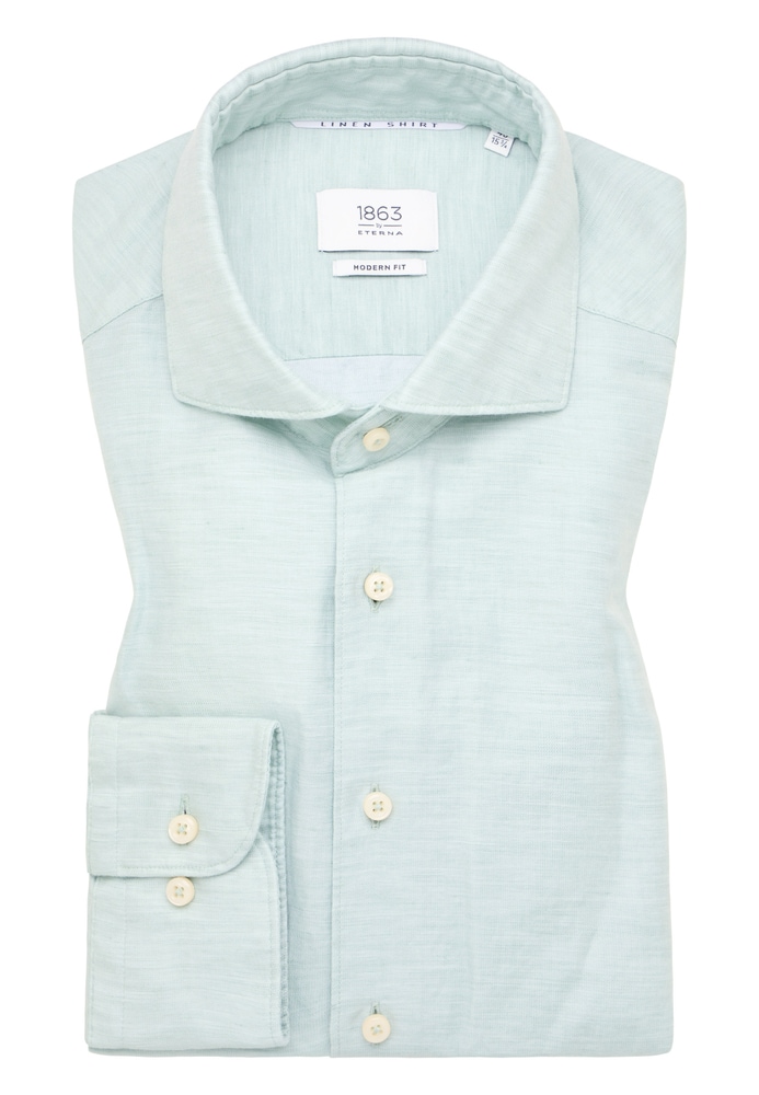 MODERN FIT Linen Shirt in türkis unifarben von ETERNA Mode GmbH