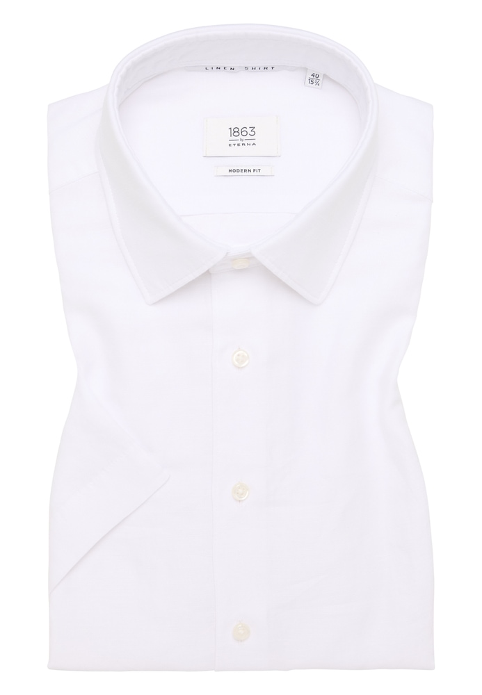 MODERN FIT Linen Shirt in weiß unifarben von ETERNA Mode GmbH